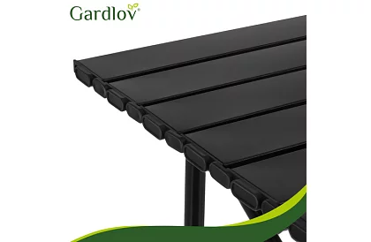 Masă de grădină pliabilă neagră – masă pentru balcon, terasă