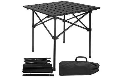 Masă de grădină pliabilă neagră – masă pentru balcon, terasă