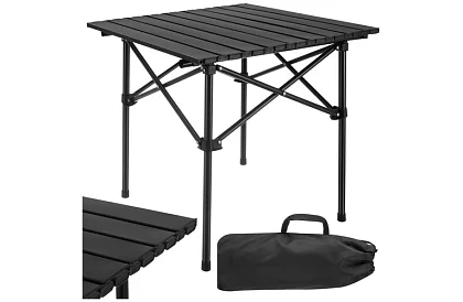 Masă de grădină pliabilă neagră – masă pentru balcon, terasă