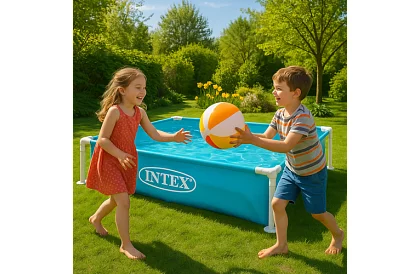 Piscină pentru copii cu cadru 122 × 122 × 30 cm – I57173