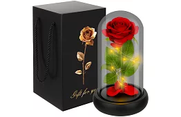 Trandafir etern în sticlă cu iluminare LED