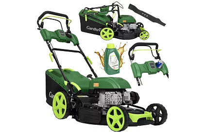 Mașina de tuns iarba pe benzină DriveX PRO cu motor de 196 cm³, 3,4 kW, 51 cm, coș de 60 l