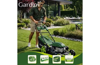 Mașina de tuns iarba pe benzină DriveX PRO cu motor de 196 cm³, 3,4 kW, 51 cm, coș de 60 l