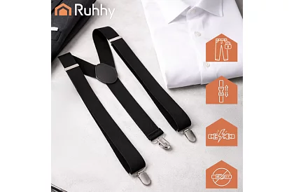 Bărbați elastici bretele – bretele negre cu lățimea de 3,5 cm