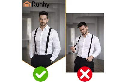 Bărbați elastici bretele – bretele negre cu lățimea de 3,5 cm