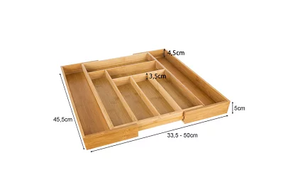 Organizator din bambus pentru sertare – suport de tacâmuri ajustabil