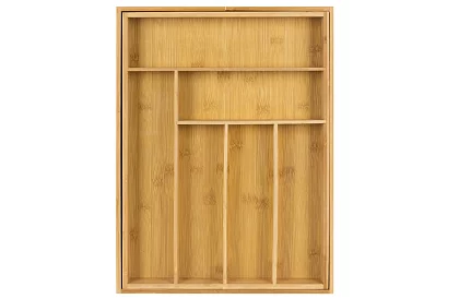 Organizator din bambus pentru sertare – suport de tacâmuri ajustabil