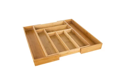 Organizator din bambus pentru sertare – suport de tacâmuri ajustabil