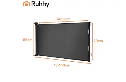 Rulou de siguranță retractabilă pentru uși – gri - 160 cm