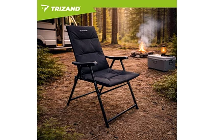 Scaun de camping pliabil tapițat 59x70x91 cm - negru