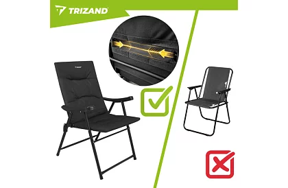 Scaun de camping pliabil tapițat 59x70x91 cm - negru