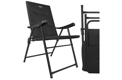Scaun de camping pliabil tapițat 59x70x91 cm - negru
