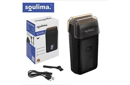 Rasoir électrique pour barbe avec écran LED - USB-C, 2 lames, 2 couteaux, étui