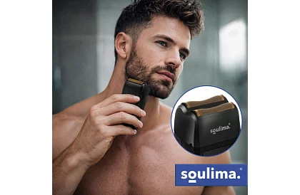 Rasoir électrique pour barbe avec écran LED - USB-C, 2 lames, 2 couteaux, étui