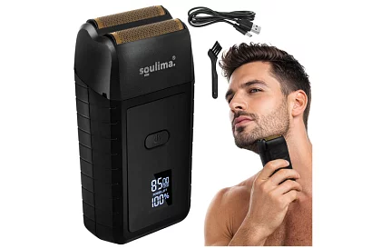 Rasoir électrique pour barbe avec écran LED - USB-C, 2 lames, 2 couteaux, étui