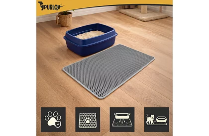 Saltea pentru litiera pisicii care reține murdăria 75 x 55 cm - gri