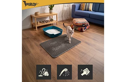 Saltea pentru litiera pisicii care reține murdăria 75 x 55 cm - gri