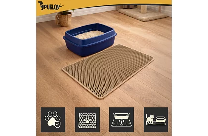 Culoar pentru litiera pisicii care reține murdăria 75 x 55 cm – bej