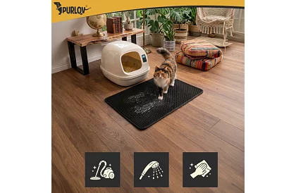 Saltea pentru toaletă pentru pisici, reținând murdăria 75 x 55 cm - negru