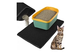 Saltea pentru toaletă pentru pisici, reținând murdăria 75 x 55 cm - negru