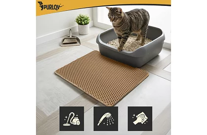 Culoar pentru litiera pisicii care reține murdăria 60 x 45 cm – bej