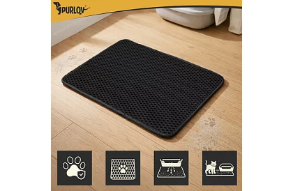 Culoar pentru litiera pisicii care reține murdăria 60 x 45 cm – negru