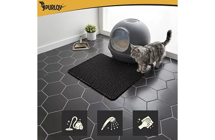 Culoar pentru litiera pisicii care reține murdăria 60 x 45 cm – negru