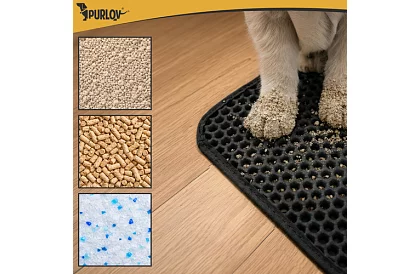 Culoar pentru litiera pisicii care reține murdăria 60 x 45 cm – negru