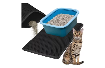 Culoar pentru litiera pisicii care reține murdăria 60 x 45 cm – negru