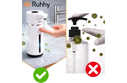 Dispenser automat de săpun LCD fără contact 420 ml - alb