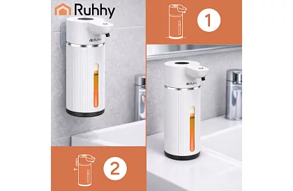 Dispenser automat de săpun LCD fără contact 420 ml - alb