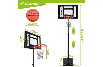 Coș de baschet 150-259 cm + minge - ajustabil, liber stând