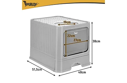 Toaletă închisă pentru pisici 50×36×38 cm cu sertar și lopată