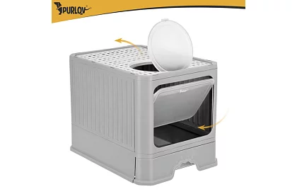 Toaletă închisă pentru pisici 50×36×38 cm cu sertar și lopată