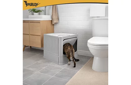 Toaletă închisă pentru pisici 50×36×38 cm cu sertar și lopată