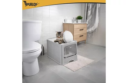 Toaletă închisă pentru pisici 50×36×38 cm cu sertar și lopată