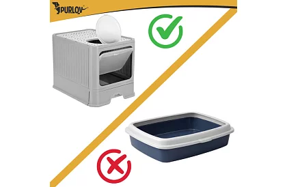 Toaletă închisă pentru pisici 50×36×38 cm cu sertar și lopată