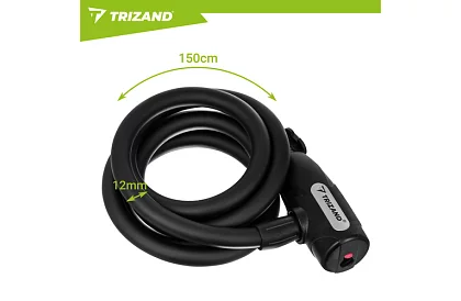 Lacăt de oțel pentru bicicletă 150 cm, cablu de 12 mm grosime