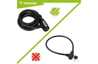 Lacăt de oțel pentru bicicletă 150 cm, cablu de 12 mm grosime