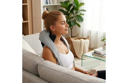 Dispozitiv de masaj wireless pentru gât cu încălzire - Shiatsu 22,2 W