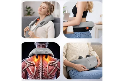 Dispozitiv de masaj wireless pentru gât cu încălzire - Shiatsu 22,2 W
