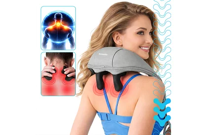 Dispozitiv de masaj wireless pentru gât cu încălzire - Shiatsu 22,2 W