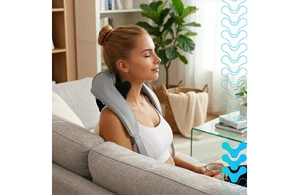 Dispozitiv de masaj wireless pentru gât cu încălzire - Shiatsu 22,2 W