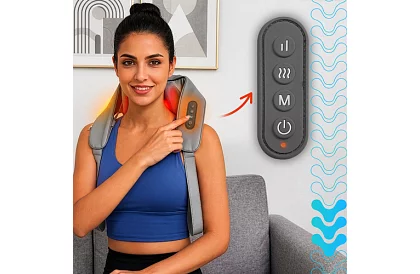 Dispozitiv de masaj wireless pentru gât cu încălzire - Shiatsu 22,2 W