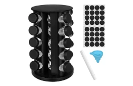 Suport rotativ pentru condimente + Set de 20 de recipiente pentru condimente