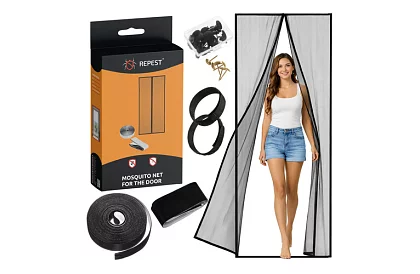 Plasă magnetică pentru uși 100 x 210 cm - plasă de țânțari neagră pentru uși