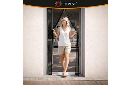 Plasă magnetică pentru uși 100 x 210 cm - plasă de țânțari neagră pentru uși