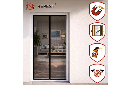 Plasă magnetică pentru uși 100 x 210 cm - plasă de țânțari neagră pentru uși