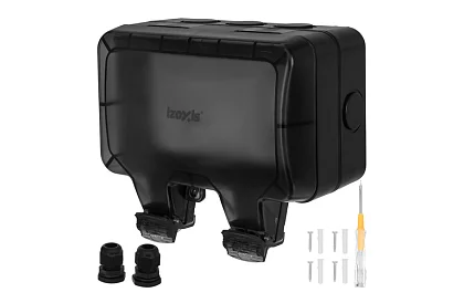 Priza de exterior dublă rezistentă la apă cu clapetă - IP66, 230V, 16A