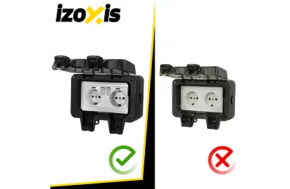 Priza de exterior dublă rezistentă la apă cu clapetă - IP66, 230V, 16A